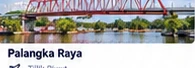 Illustration of a red bridge over a river with trees in Palangka Raya