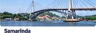 Illustration of a cable-supported bridge over a river in Samarinda